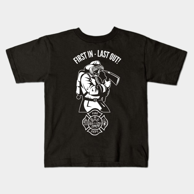 Firefighter Fireman Fire Department Sex Appeal Retro T-Shirt Kids T-Shirt by stearman